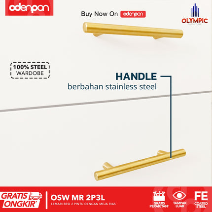 OLYMSTEEL - OSW MR 2P3L Lemari Pakaian Baju 2 Pintu Besi Dengan Meja Rias