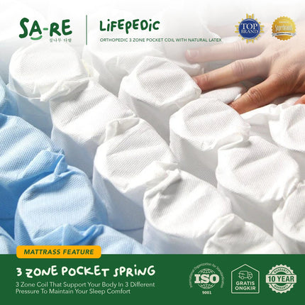 CENTRAL - DIAMOND LIFEPEDIC Kasur Spring Bed Orthopedic Kesehatan 3 Zone Pocket Spring With Natural Latex