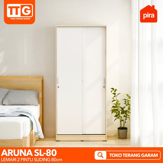 PIRA OX - ARUNA SL 80 Lemari Pakaian / Baju 2 Pintu Sliding 2 Gantungan 80 cm