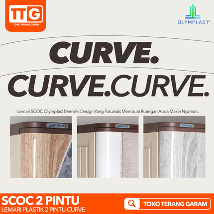 OLYMPLAST - SCOC 2P Lemari Pakaian Plastik 2 Pintu Printing Dengan Cermin