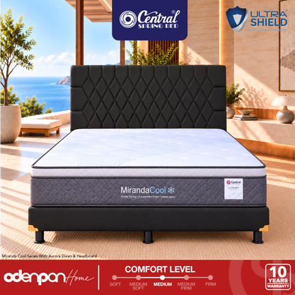 CENTRAL - MIRANDA COOL Kasur Pocket Spring Bed Plush Top Cooling Feel Dengan Sense Latex & Foam Encasement