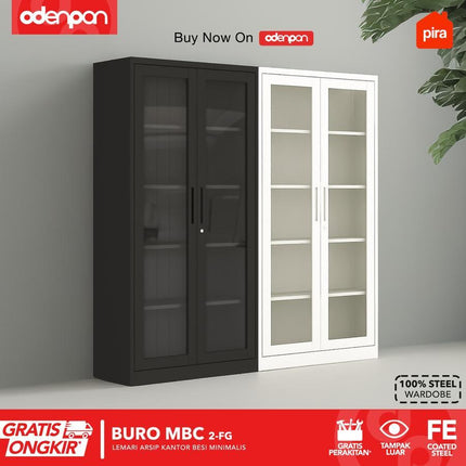 PIRA WORKDESIGN - BURO Lemari Arsip Kantor Filling Cabinet Besi 2 Pintu Swing Dengan Kaca