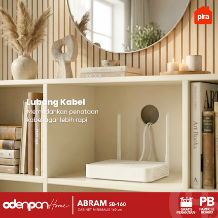 PIRA OX - ABRAM SB 160 Cabinet Drawer Bufet Minimalis 4 Pintu Motif Marble 160 cm