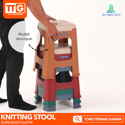 OLYMPLAST - KNITTING STOOL Kursi Baso Plastik Motif Jahitan