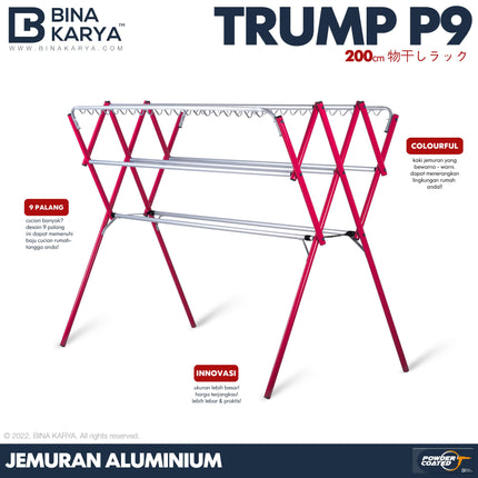 BINA KARYA - TRUMP P9 Jemuran Aluminium Jumbo 9 Palang 200 cm