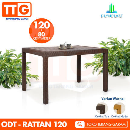 OLYMPLAST - ODT R Meja Plastik Rattan Minimalis 120 x 80 cm