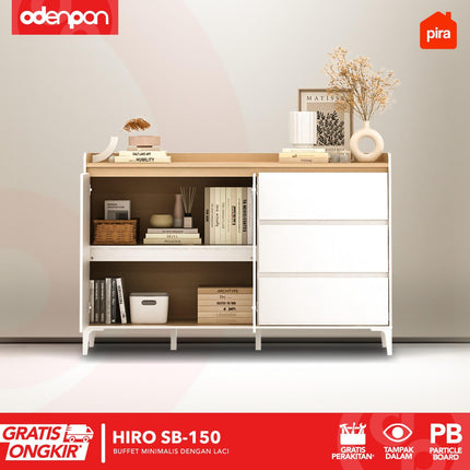 PIRA OX - HIRO SB150 Lemari Laci Cabinet Drawer Bufet Minimalis 2 Pintu 3 Laci Susun 150 cm
