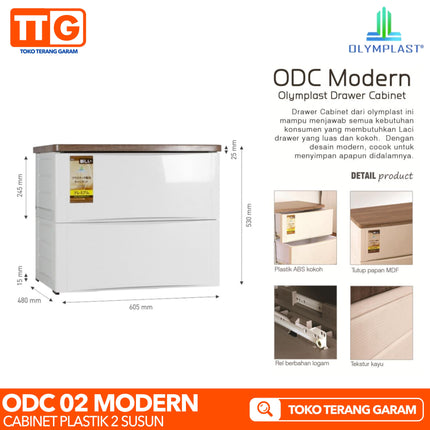 OLYMPLAST - ODC 02 MODERN Drawer Cabinet Plastik Laci 2 Susun