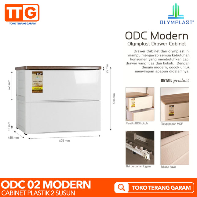 OLYMPLAST - ODC 02 MODERN Drawer Cabinet Plastik Laci 2 Susun
