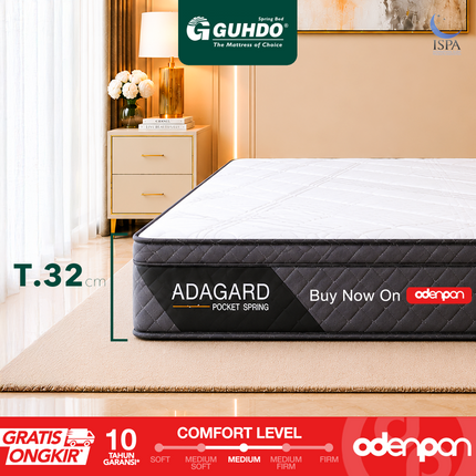 GUHDO - SET ADAGARD PLUSH TOP Kasur Spring Bed Pocket Coil Dengan Plush Top