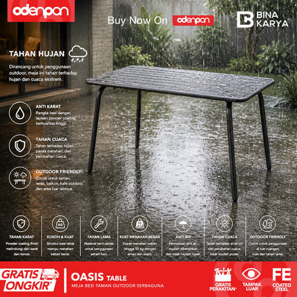 BINA KARYA - OASIS TABLE Meja Taman Besi Outdoor Serbaguna
