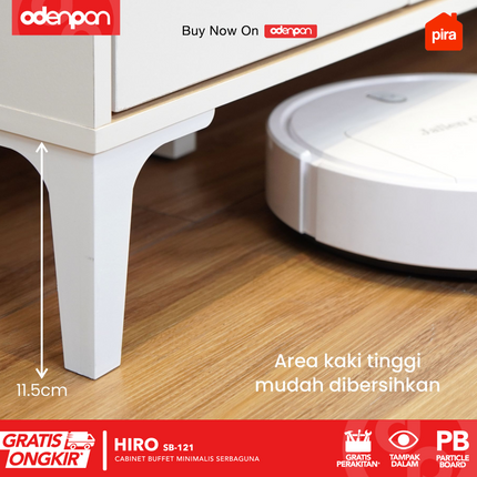 PIRA OX - HIRO SB121 Lemari Laci Cabinet Drawer Bufet Minimalis 4 Pintu 1 Laci 120 cm