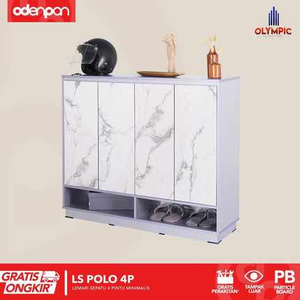 OLYMPIC - LS POLO 4P Lemari / Rak Sepatu 4 Pintu Motif Marble