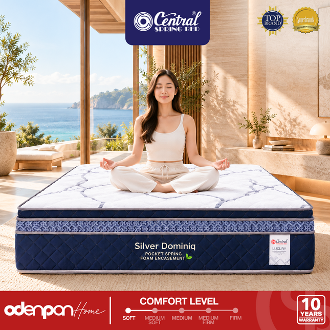CENTRAL - SILVER DOMINIQ Kasur Spring Bed Pocket Spring Plush Pillow Top Dengan Foam Encasement
