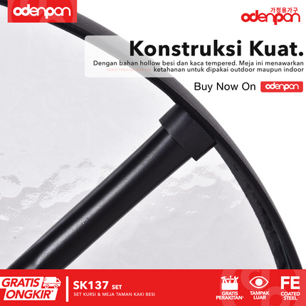 ODENPAN - SK 137 SET Kursi & Meja Taman Besi Outdoor Minimalis