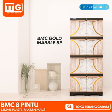 BESTPLAST - BMC 8P GOLD Lemari Pakaian Plastik 8 Pintu 4 Susun Dengan Rak Jumbo