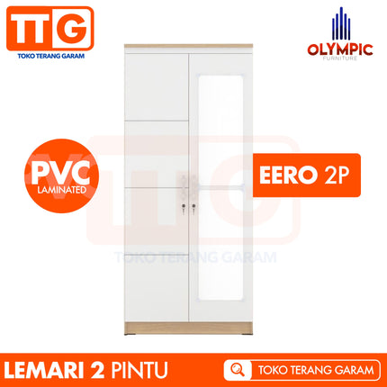 OLYMPIC - EERO 2P Lemari Pakaian / Baju 2 Pintu Dengan Cermin