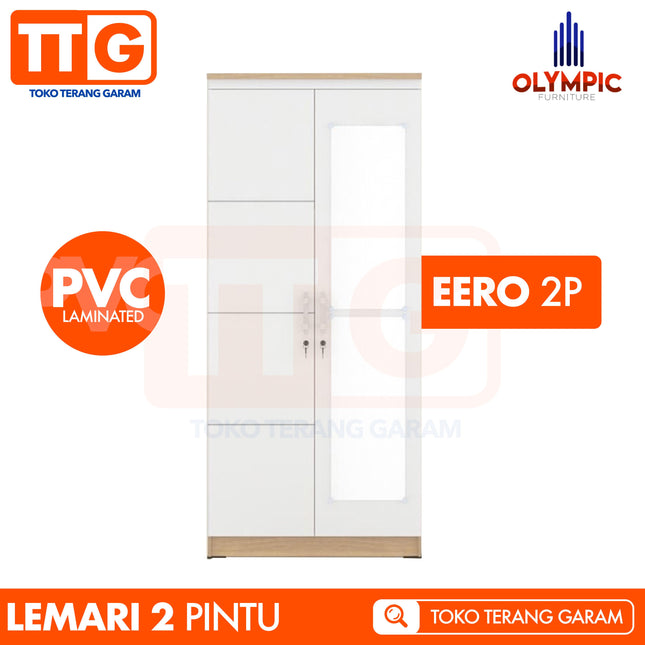 OLYMPIC - EERO 2P Lemari Pakaian / Baju 2 Pintu Dengan Cermin