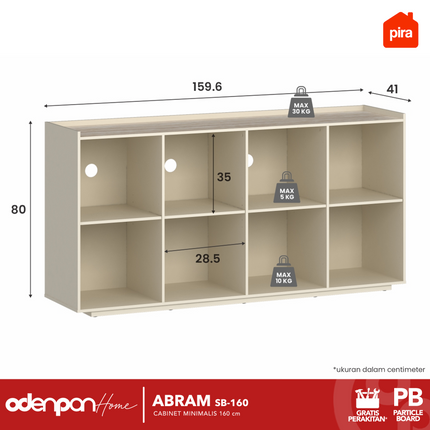 PIRA OX - ABRAM SB 160 Cabinet Drawer Bufet Minimalis 4 Pintu Motif Marble 160 cm