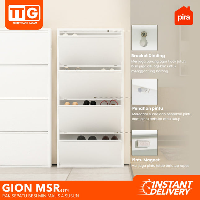 PIRA - GION MSR 65T4 Lemari / Rak Sepatu Besi Minimalis 4 Susun