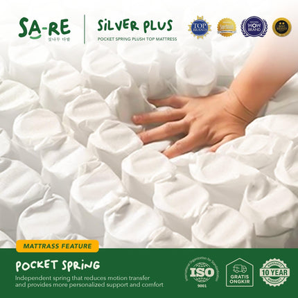 CENTRAL - SILVER PLUS Kasur Spring Bed Pocket Spring Plush Top Dengan Foam Encasement