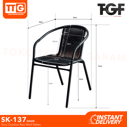 WLS - SK 137 CHAIR Kursi Taman Besi Rattan Minimalis