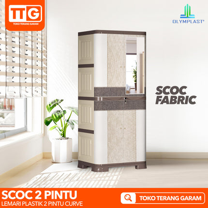 OLYMPLAST - SCOC 2P Lemari Pakaian Plastik 2 Pintu Printing Dengan Cermin