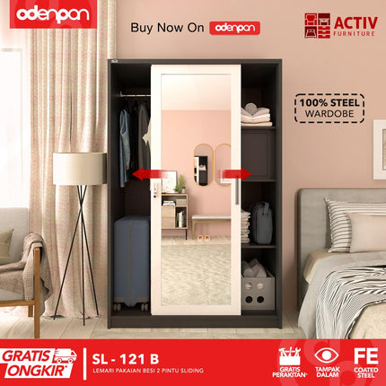 ACTIV FORTE - SL 121 B Lemari Pakaian / Baju 2 Pintu Besi Sliding