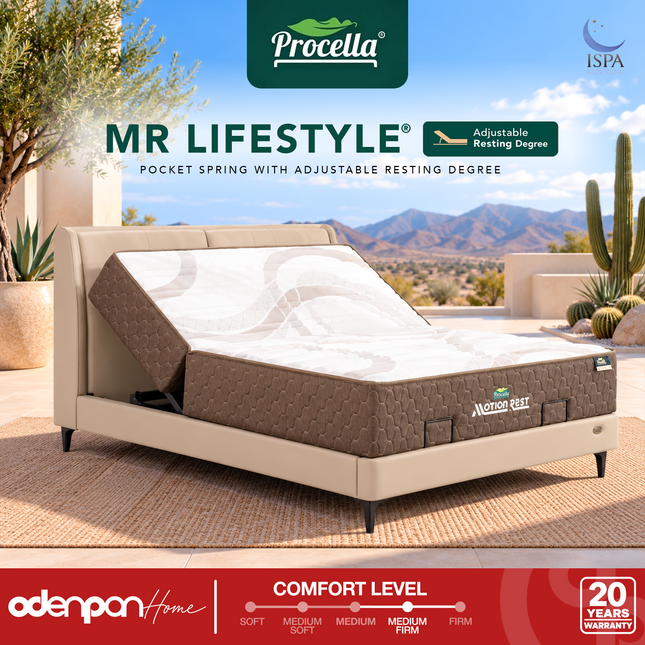 PROCELLA - MOTION REST LIFESTYLE Kasur Pocket Spring Bed Dengan Divan Adjustable Elektrik
