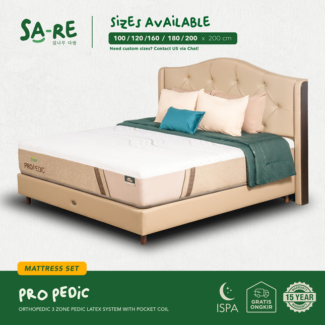 PROCELLA - SET PRO PEDIC Kasur Orthopedic Pocket Spring Bed With 3 Zone Latex System