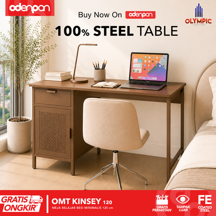 OLYMSTEEL - OMT KINSEY 120 Meja Tulis / Belajar Besi Dengan Laci