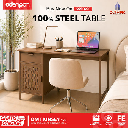 OLYMSTEEL - OMT KINSEY 120 Meja Tulis / Belajar Besi Dengan Laci