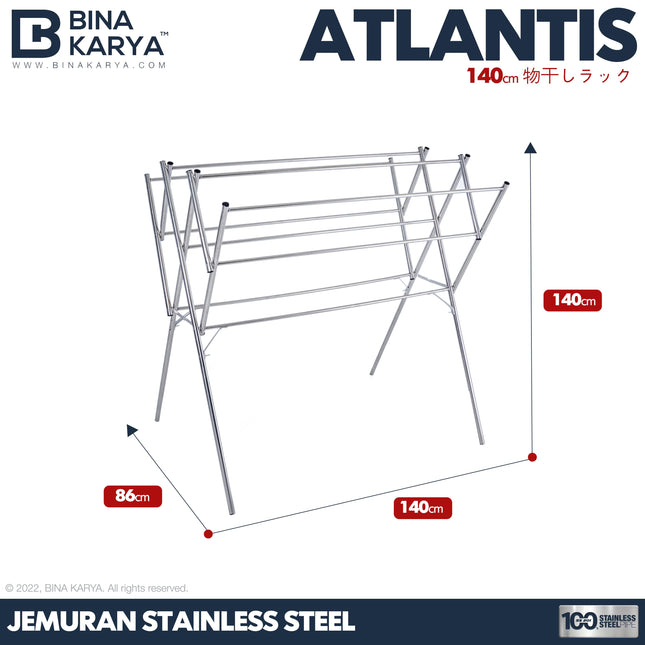 BINA KARYA - ATLANTIS Jemuran Stainless Steel 9 Palang 140 cm
