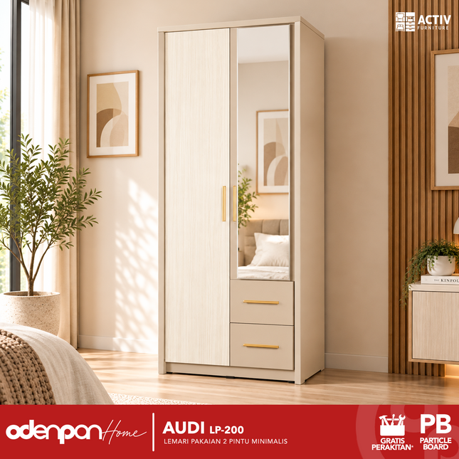 ACTIV CREATIV - AUDI LP 200 Lemari Pakaian / Baju2 Pintu Dengan 2 Laci
