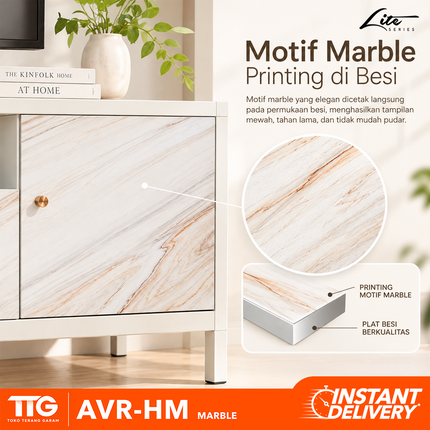 AVERY - HM TV MARBLE 1 Rak TV Besi Minimalis Dengan Motif Marble