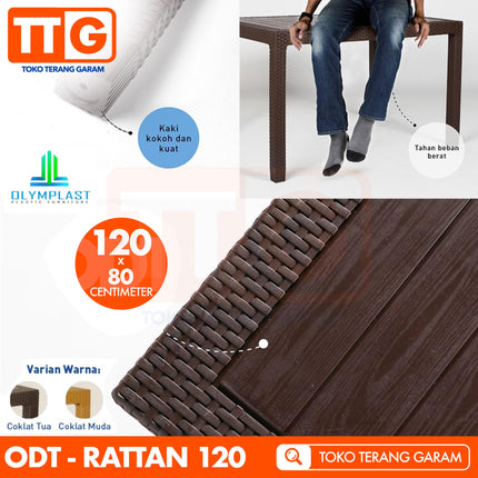 OLYMPLAST - ODT R Meja Plastik Rattan Minimalis 120 x 80 cm