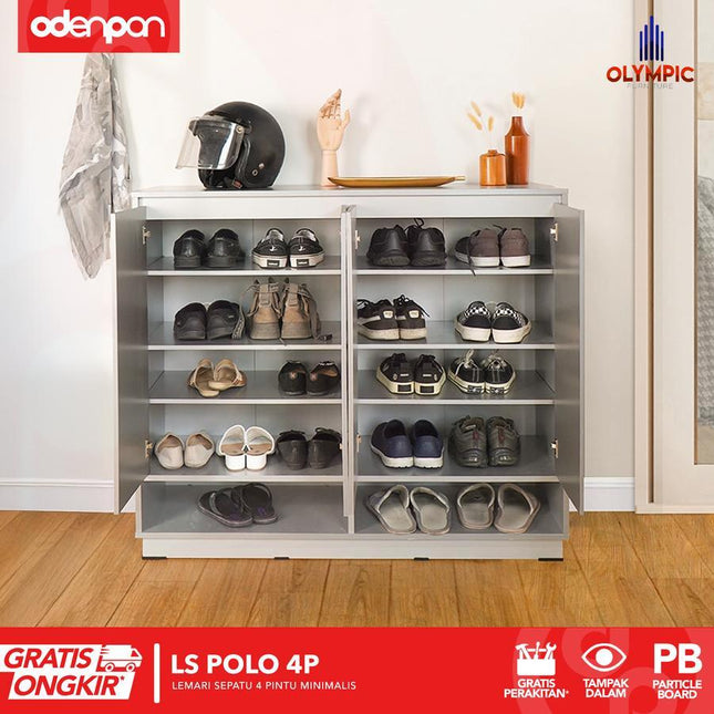 OLYMPIC - LS POLO 4P Lemari / Rak Sepatu 4 Pintu Motif Marble