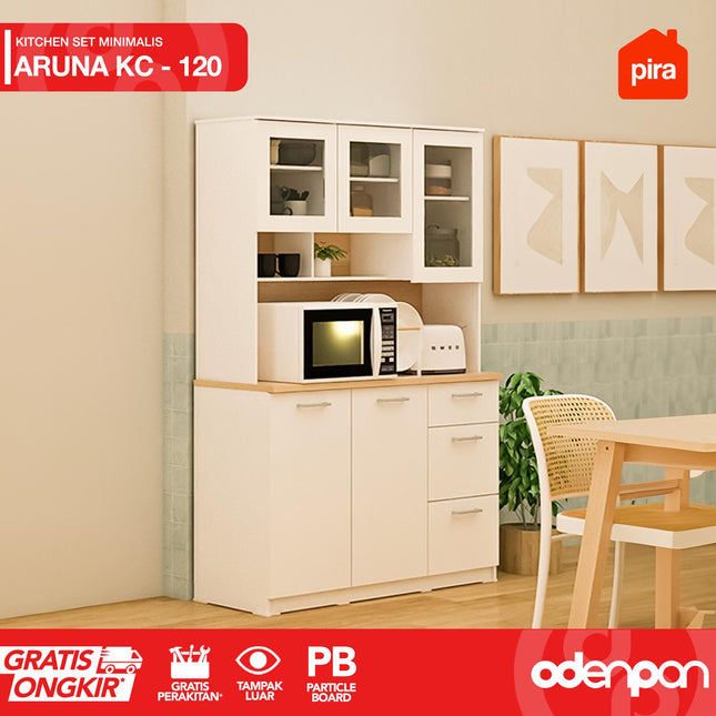 PIRA OX - ARUNA KC 120 Lemari Sayur / Rak Dapur / Kitchen Set Dengan Kaca 120 cm