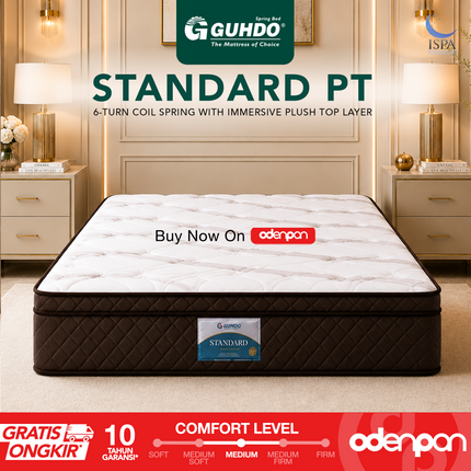 GUHDO - SET STANDARD PT Kasur Spring Bed 6 Turn Coil Dengan Plush Top