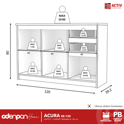ACTIV CREATIV - ACURA SB120 Cabinet / Sideboard / Meja Serbaguna Modern Minimalis