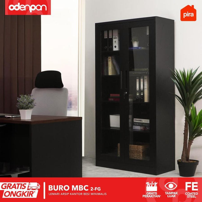 PIRA WORKDESIGN - BURO Lemari Arsip Kantor Filling Cabinet Besi 2 Pintu Swing Dengan Kaca