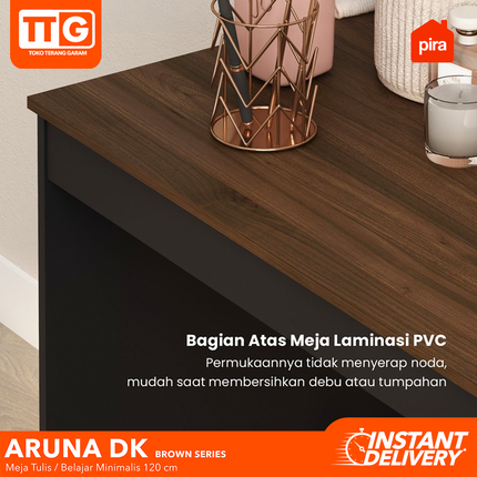 PIRA OX - ARUNA DK BROWN Meja Belajar / Kerja / Kantor Dengan Laci 120 cm