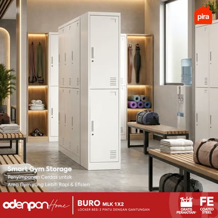 PIRA WORKDESIGN - BURO MLK 1X2 Lemari Locker Besi Dengan 2 Pintu