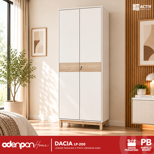 ACTIV CREATIV - DACIA LP 200 Lemari Pakaian / Baju 2 Pintu Dengan Kaki