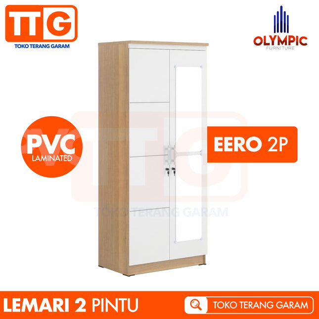 OLYMPIC - EERO 2P Lemari Pakaian / Baju 2 Pintu Dengan Cermin