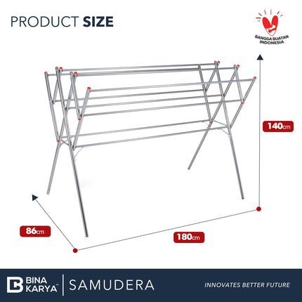 BINA KARYA - SAMUDERA Jemuran Full Stainless Steel 9 Palang 180 cm