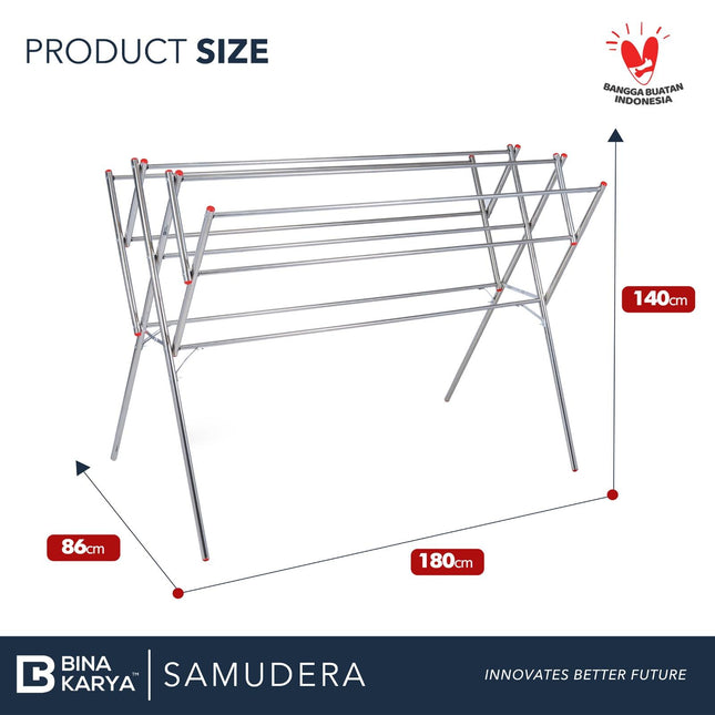 BINA KARYA - SAMUDERA Jemuran Full Stainless Steel 9 Palang 180 cm