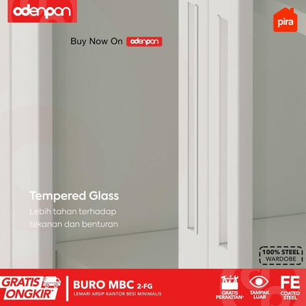 PIRA WORKDESIGN - BURO Lemari Arsip Kantor Filling Cabinet Besi 2 Pintu Swing Dengan Kaca