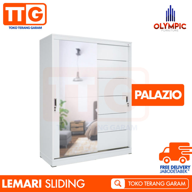 OLYMPIC - WSD PALAZIO Lemari Pakaian / Baju 2 Pintu Sliding Jumbo Dengan Cermin