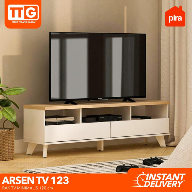 PIRA - ARSEN TV 123 Meja / Rak TV Dengan 2 Laci & Kaki 120 cm